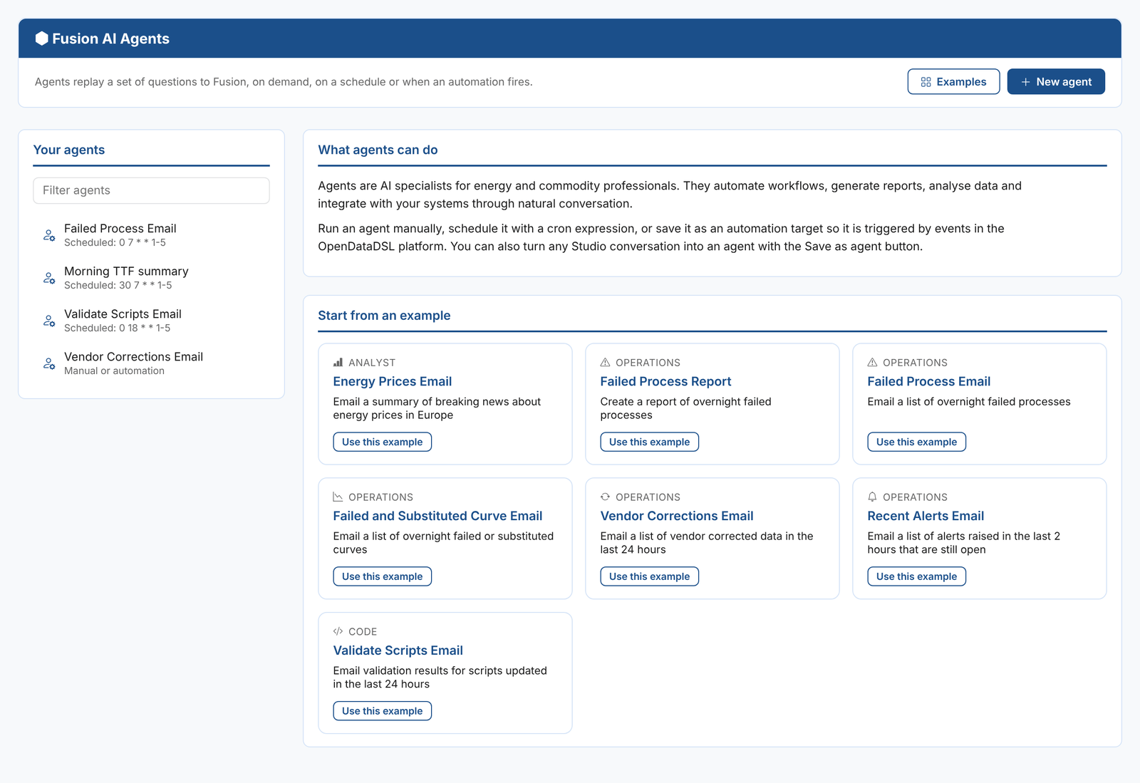 The Agents tab