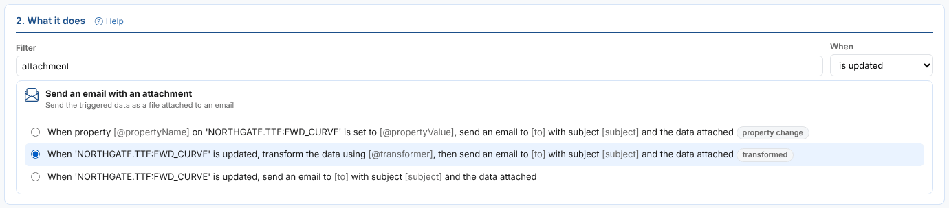 Choosing the transformed sentence of the email with an attachment target