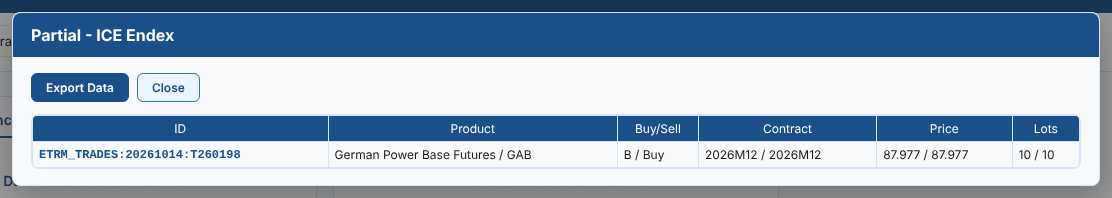 A partly matched exchange trade