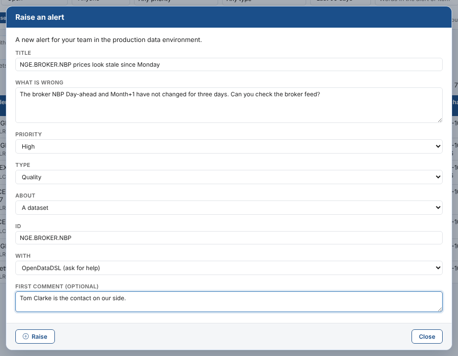 Raising an alert about stale broker prices