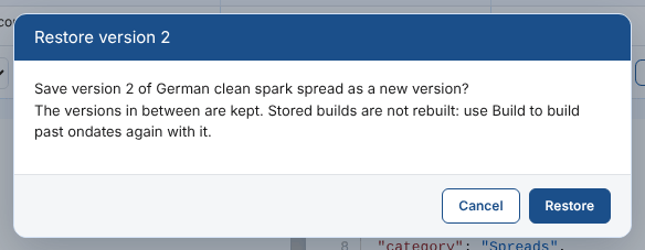 Restore version 2: save version 2 of German clean spark spread as a new version