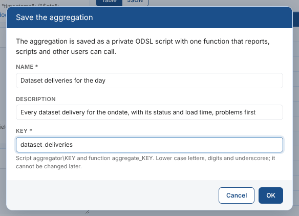 Saving the aggregation
