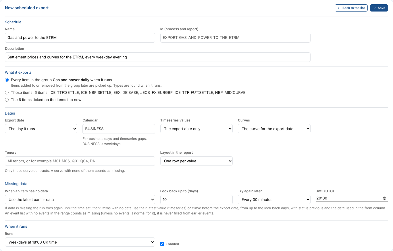 A new scheduled export