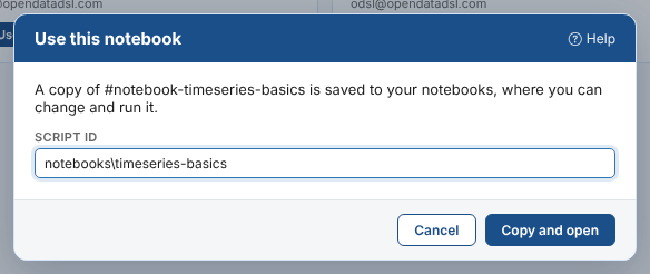 The Use this notebook dialog